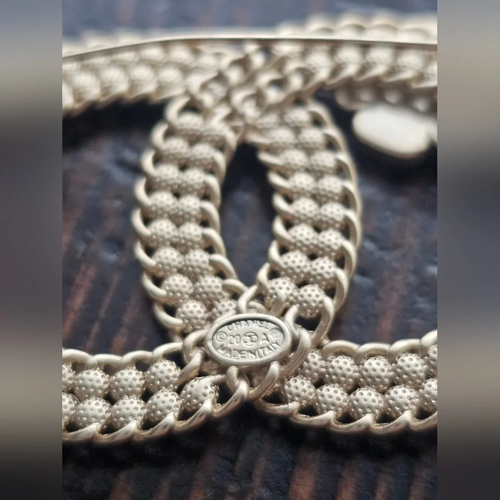 Gold Crystal Double C Brooch with Floral Detail - Picture 9 of 9